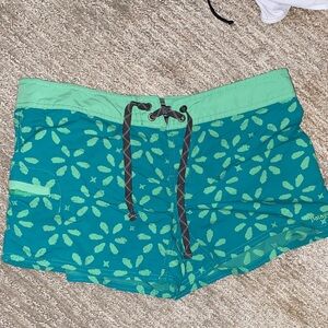 Patagonia Teal and Green Floral board shorts